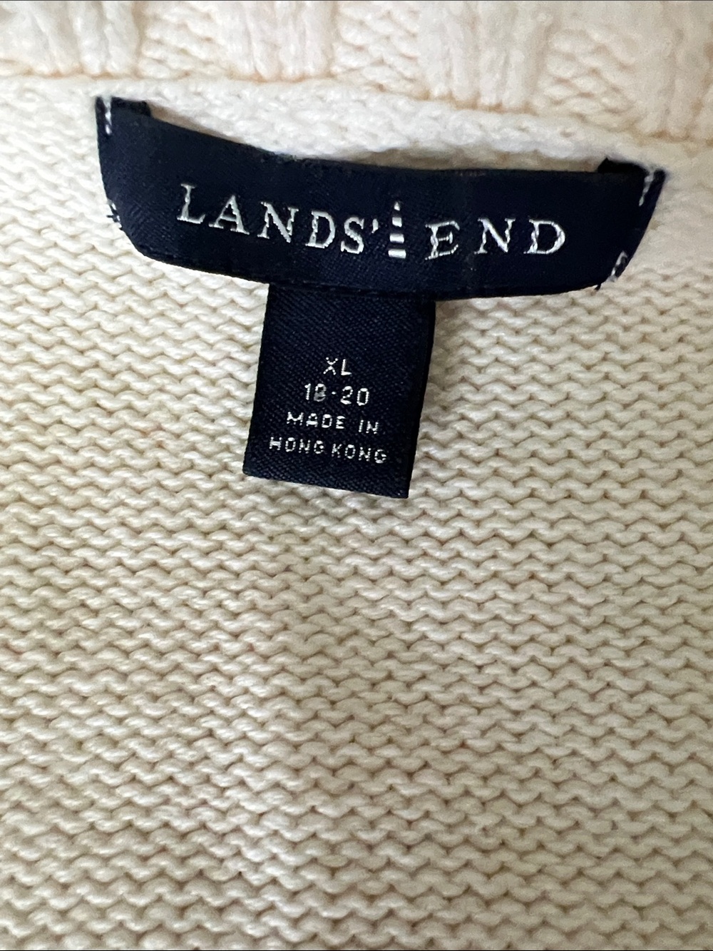 Lands' End Cream π― Cotton Button Cardigan - Picture 5 of 7